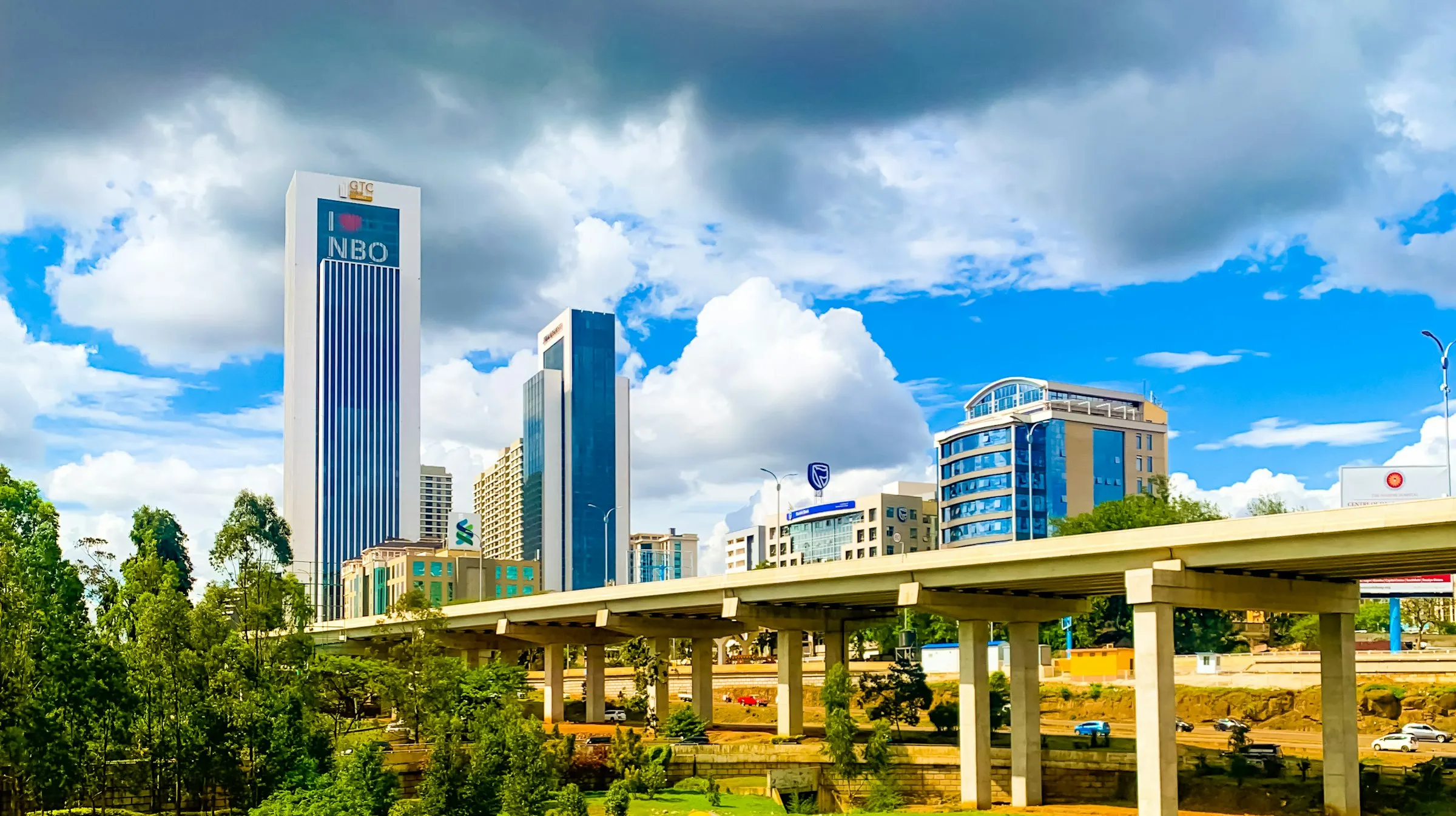 An overpass in Nairobi, part of the everyday infrastructure NimAir's own network shares the city with.